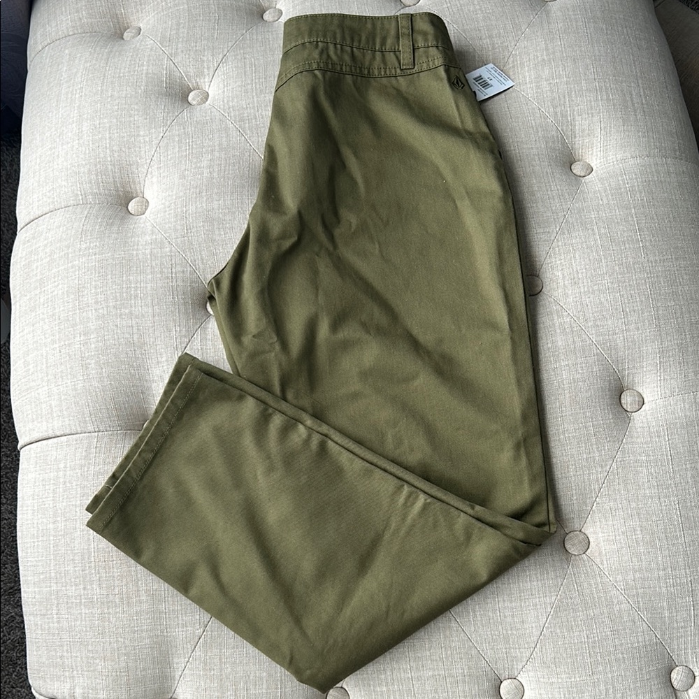 Volcom Moss Green Chinos So Chickie Highrise Pants Sz 27